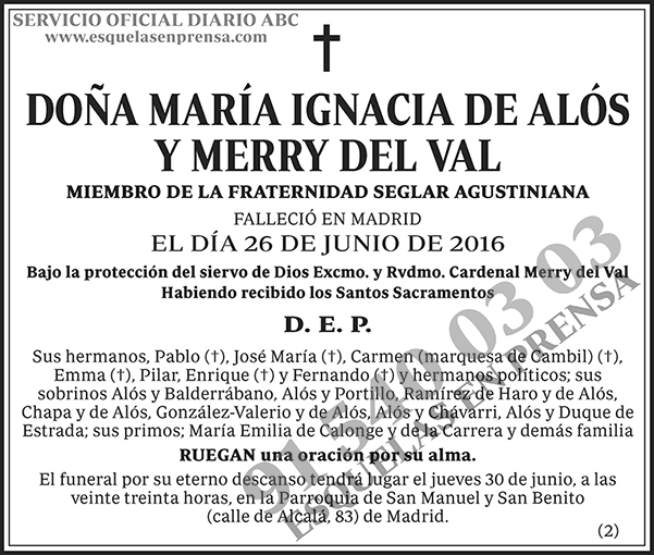 María Ignacia de Alós y Merry del Val